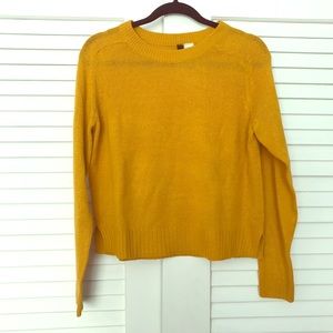 Long Sleeve Cropped Mustard Sweater